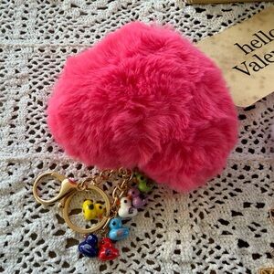 Pink fluffy bag charm or key chain